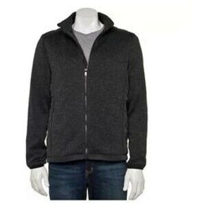 Men's Black Sherpa Lined Fleece Zip Up Coat Jacket, XL - NEW